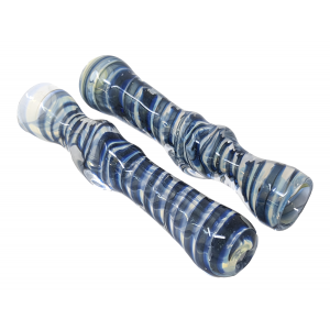 3.5" Silver Fumed Twisted Rod Swirl Art Chillum Hand Pipe - (Pack of 2) [RKP285] 